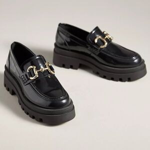 Elegant Black Loafers with Gold Accent